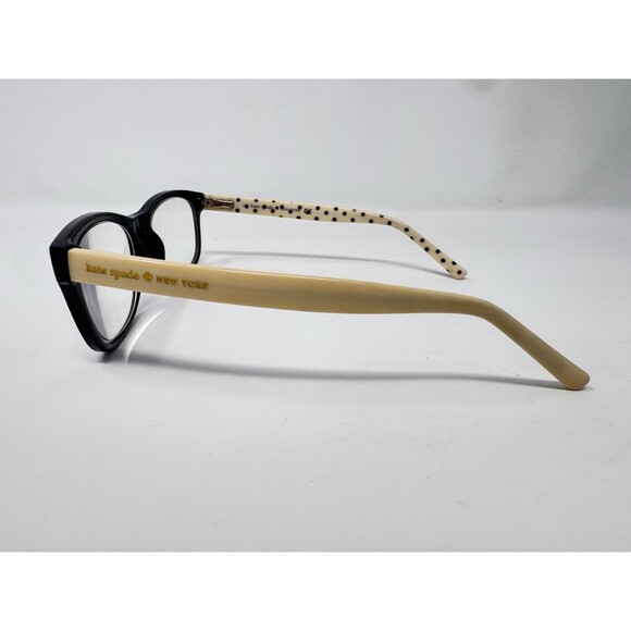 Kate Spade Tattie BY20 Eyeglass Frames Only 51-17-135 Black Cream Polka Dot Case main image 16